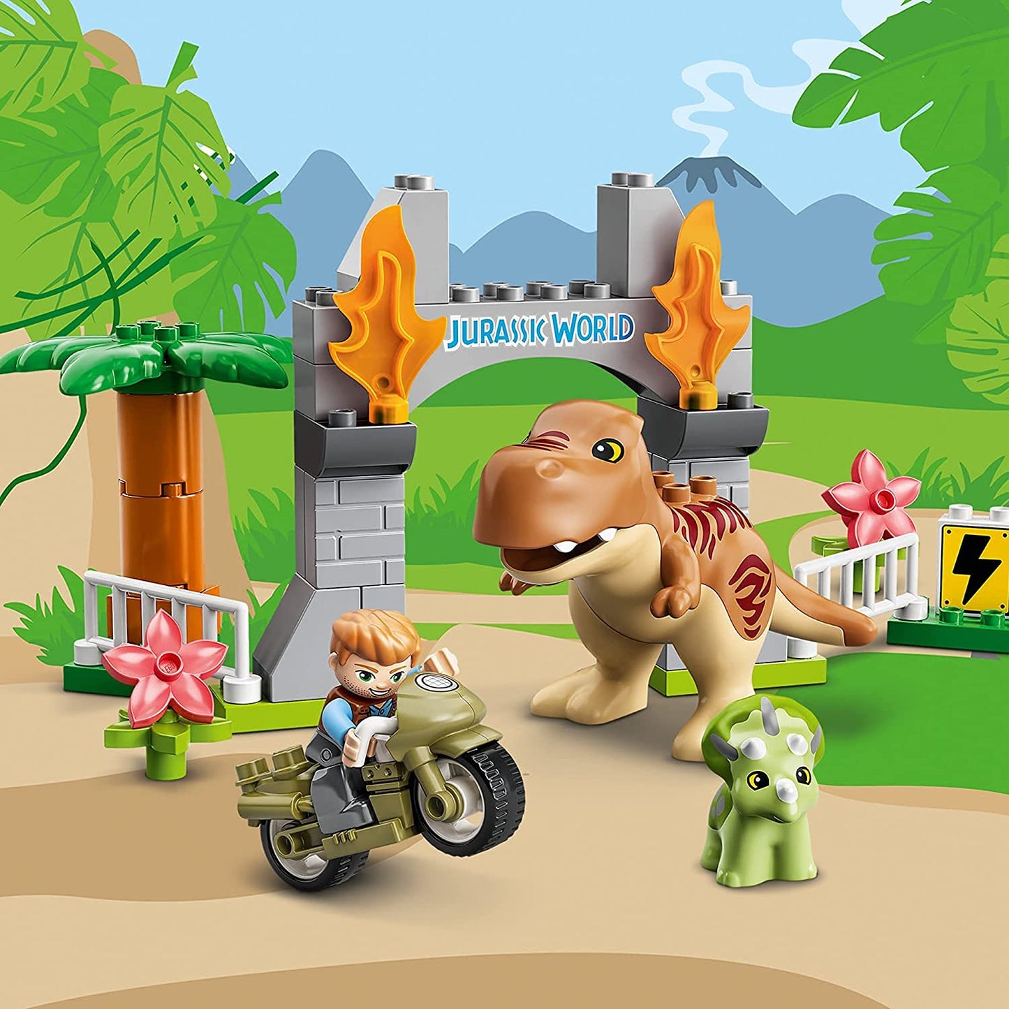 LEGO DUPLO Jurassic World Breakout 10939 – T. rex & Triceratops Dinosaur Building Toy for Preschool Kids