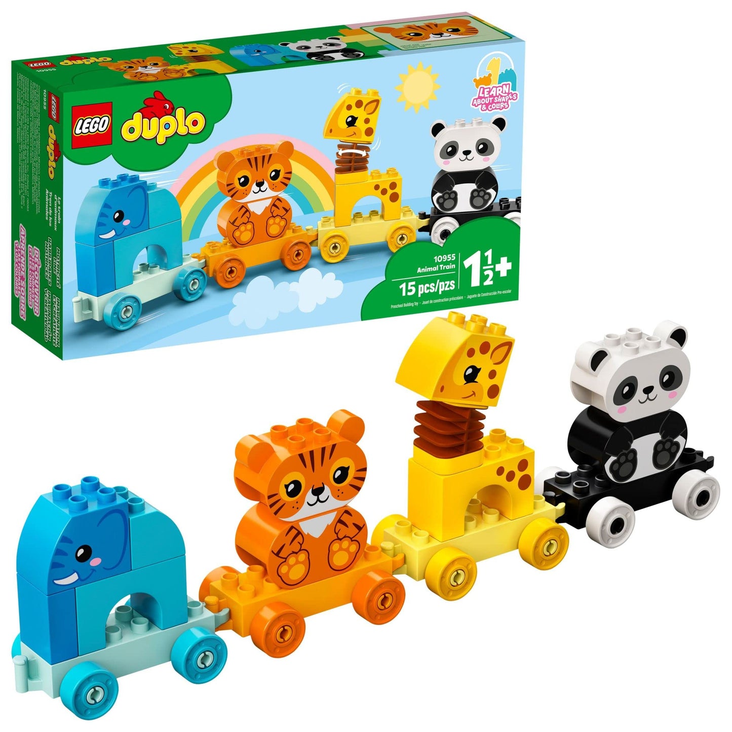 LEGO DUPLO My First Animal Train 10955 – Toddler Learning Toy with Elephant, Tiger, Giraffe & Panda