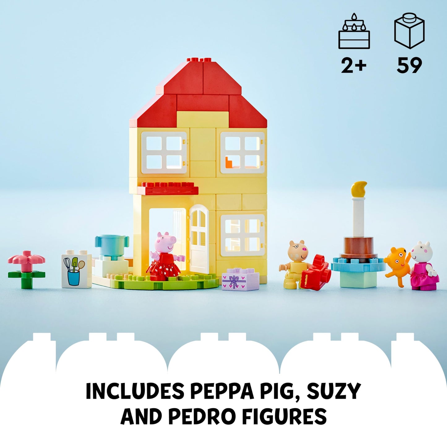 LEGO DUPLO Peppa Pig Birthday House 10433 – Buildable Dollhouse for Toddlers (2+), Includes 3 Figures
