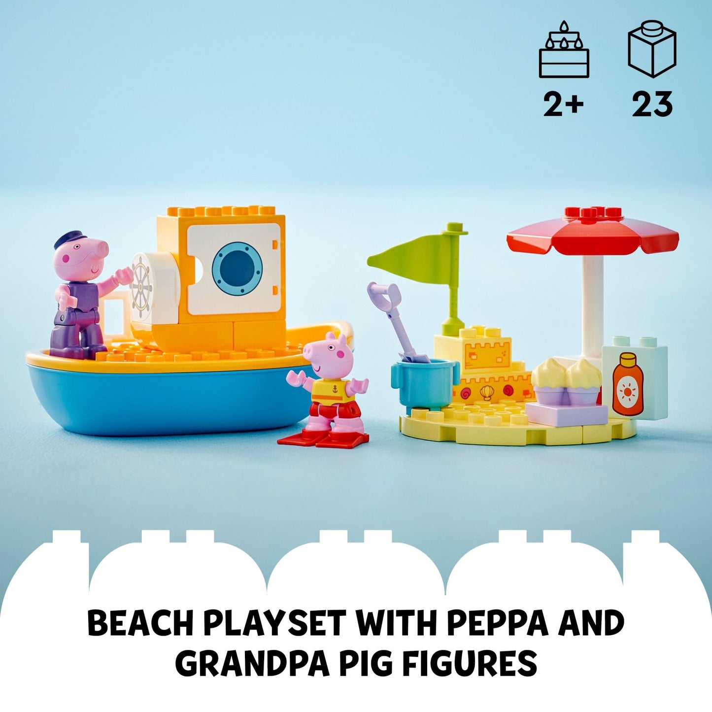 LEGO DUPLO Peppa Pig Boat Trip Bath Toy (10432) – Build, Float & Learn with Peppa & Grandpa Pig