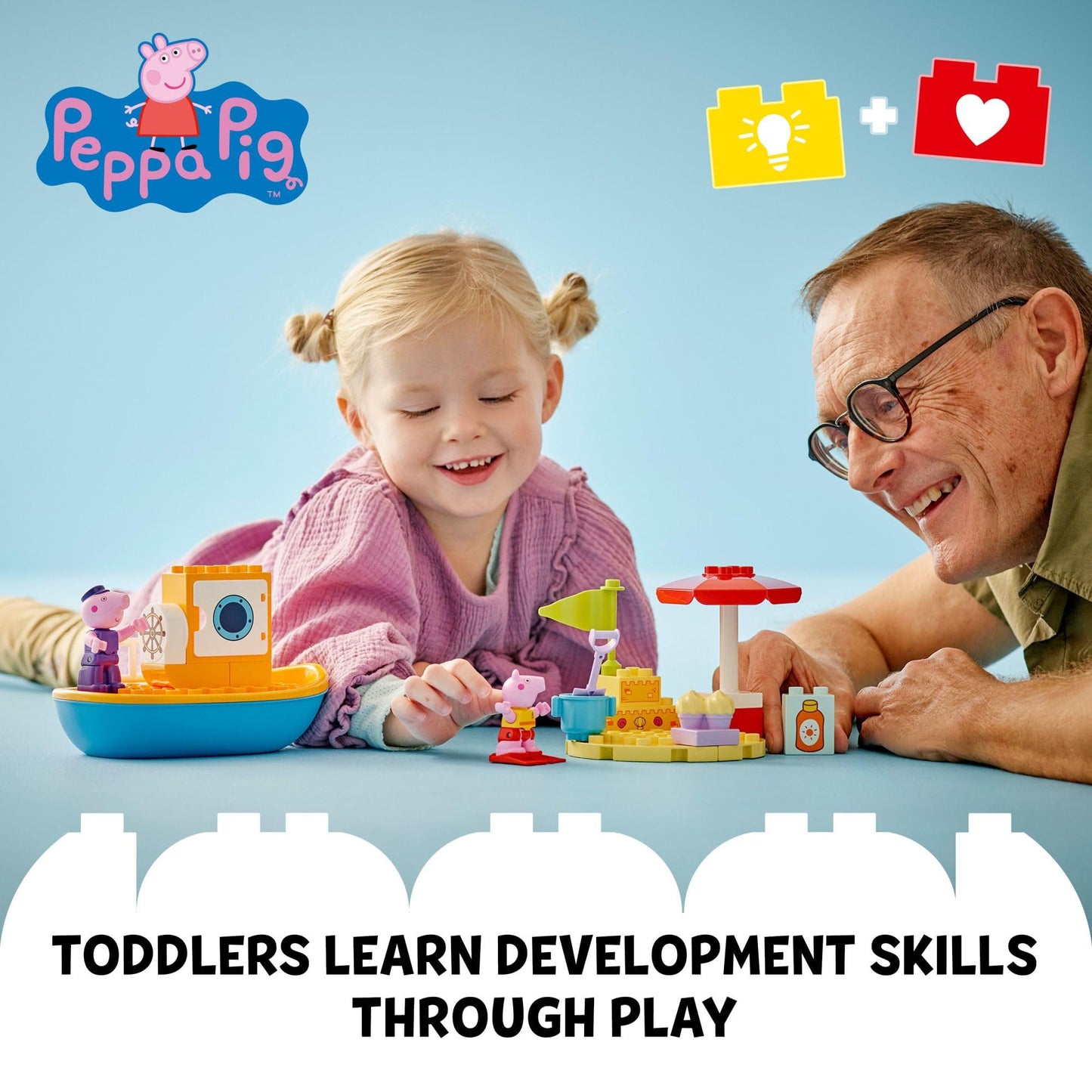 LEGO DUPLO Peppa Pig Boat Trip Bath Toy (10432) – Build, Float & Learn with Peppa & Grandpa Pig