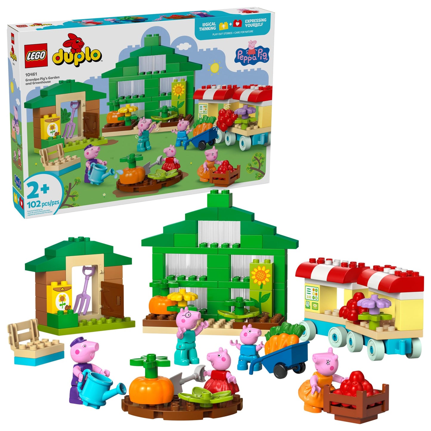 LEGO DUPLO Peppa Pig Grandpa Pig’s Garden and Greenhouse (10461) – Toddler Garden Playset with 5 Figures