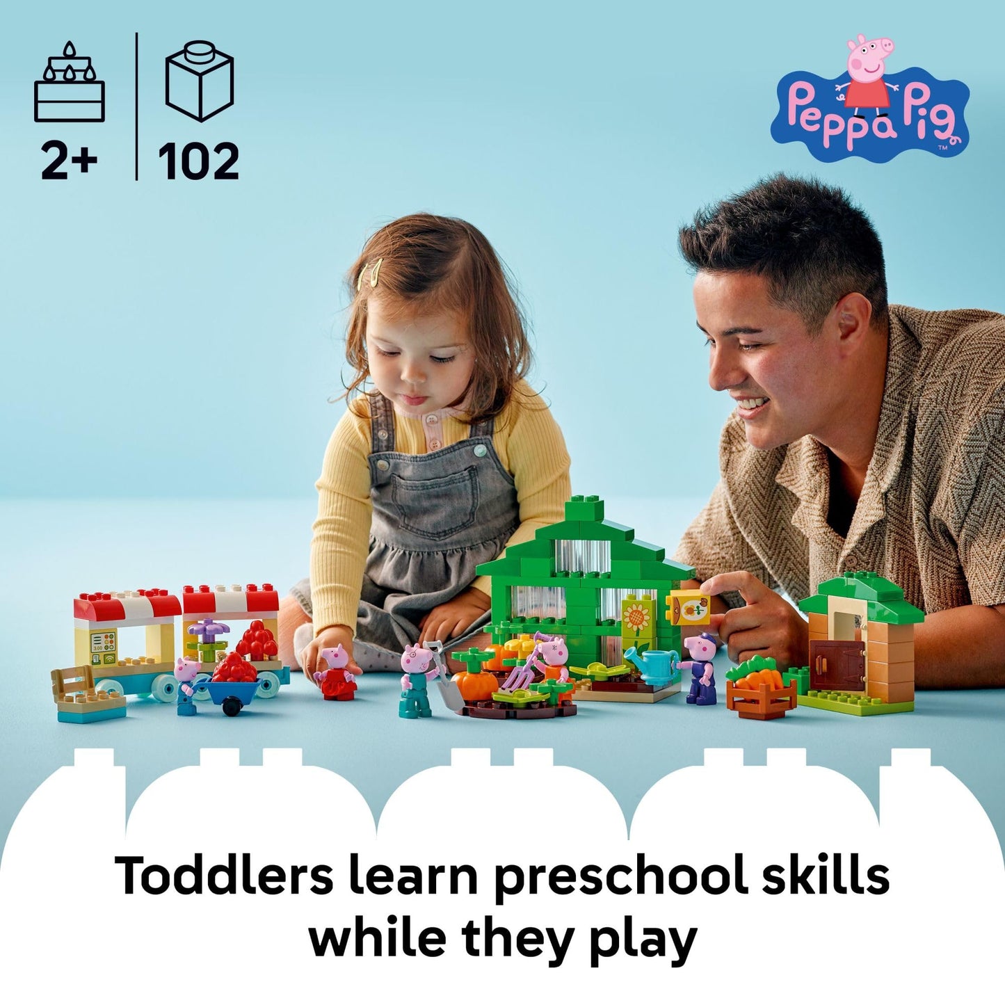 LEGO DUPLO Peppa Pig Grandpa Pig’s Garden and Greenhouse (10461) – Toddler Garden Playset with 5 Figures