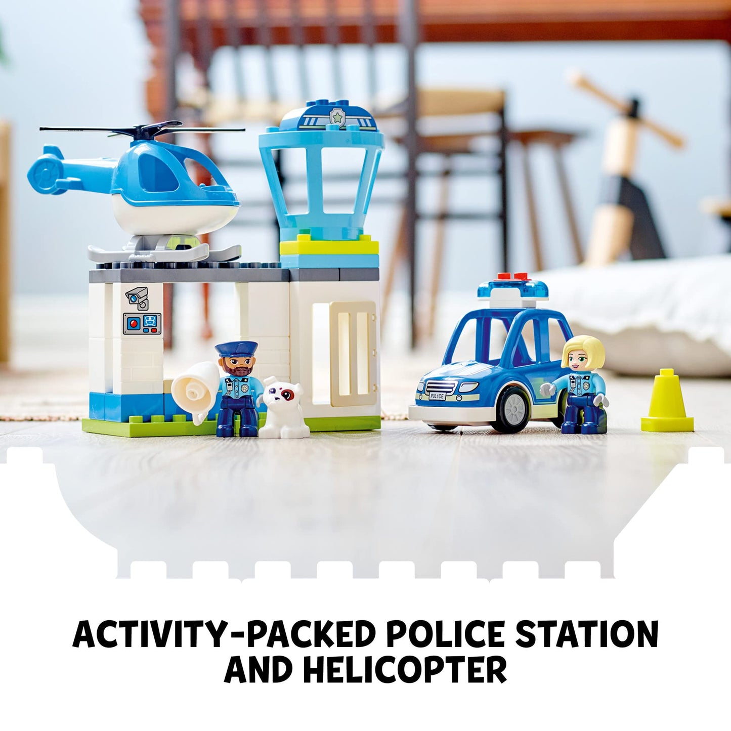 LEGO DUPLO Rescue Police Station 10959: Push & Go Car, Helicopter, Lights & Siren for Toddlers 2+