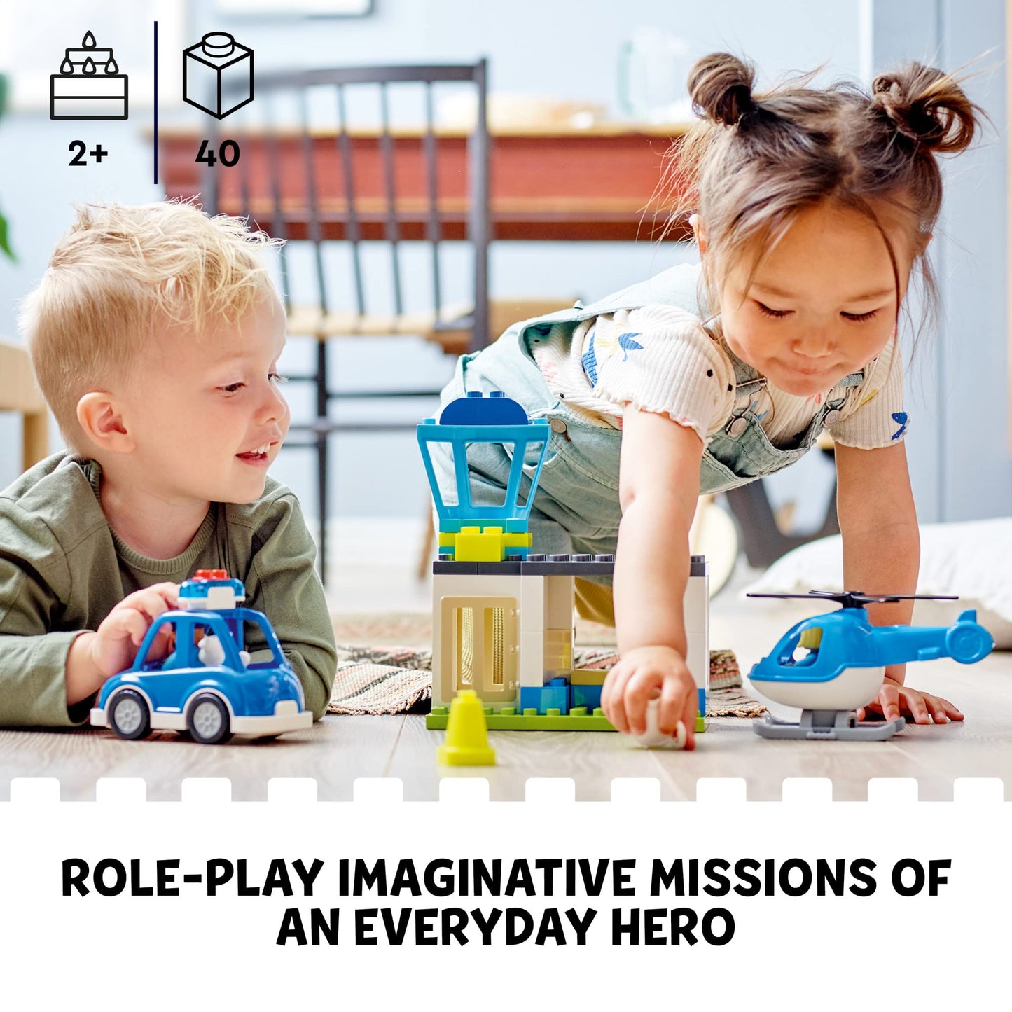 LEGO DUPLO Rescue Police Station 10959: Push & Go Car, Helicopter, Lights & Siren for Toddlers 2+