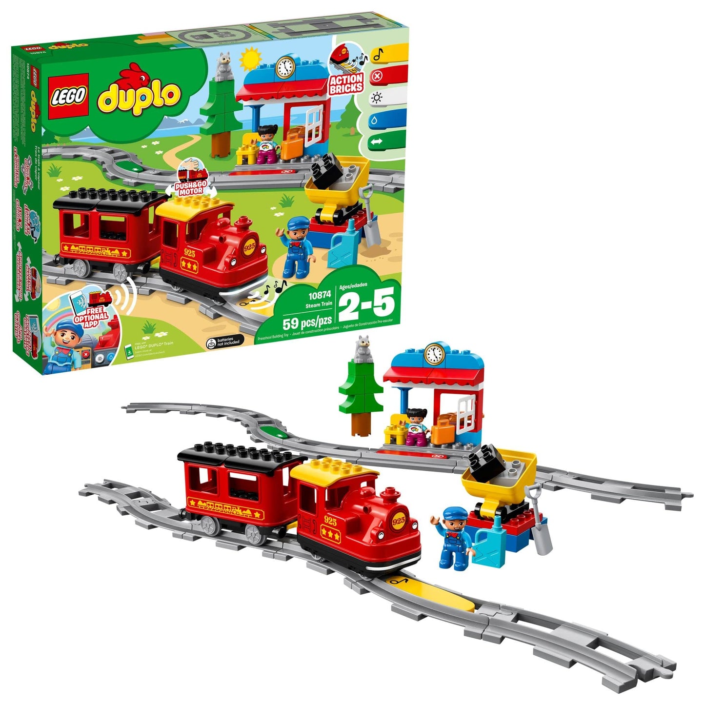 LEGO DUPLO Steam Train Set 10874 – Push & Go Train with Remote App Control