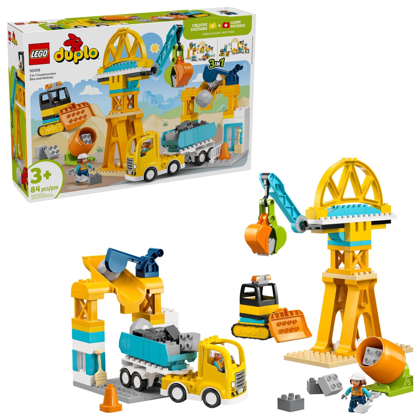 LEGO DUPLO Town 3-in-1 Construction Site & Vehicles (10476) – Toddler Building Blocks