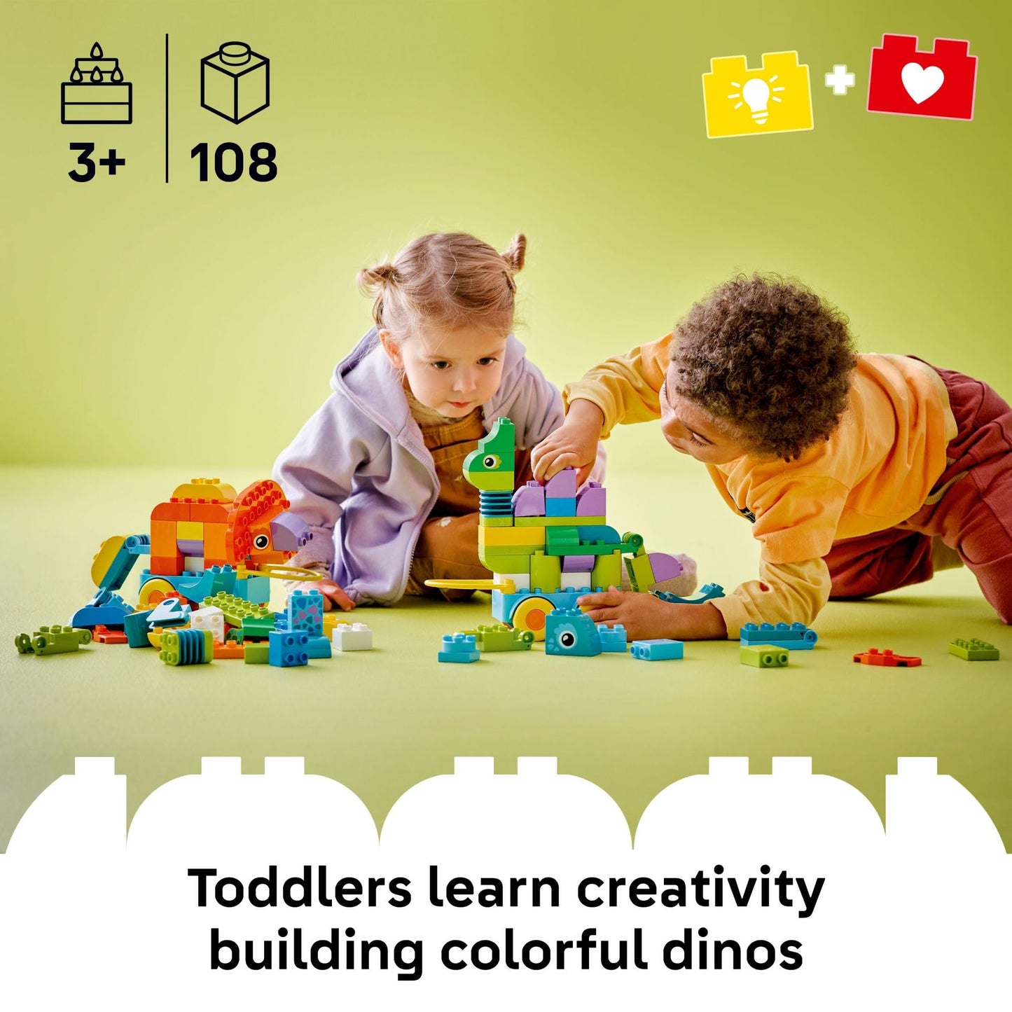 LEGO DUPLO Town 3-in-1 Dinosaurs on Wheels (10451) | Toddler Building & Learning Toy