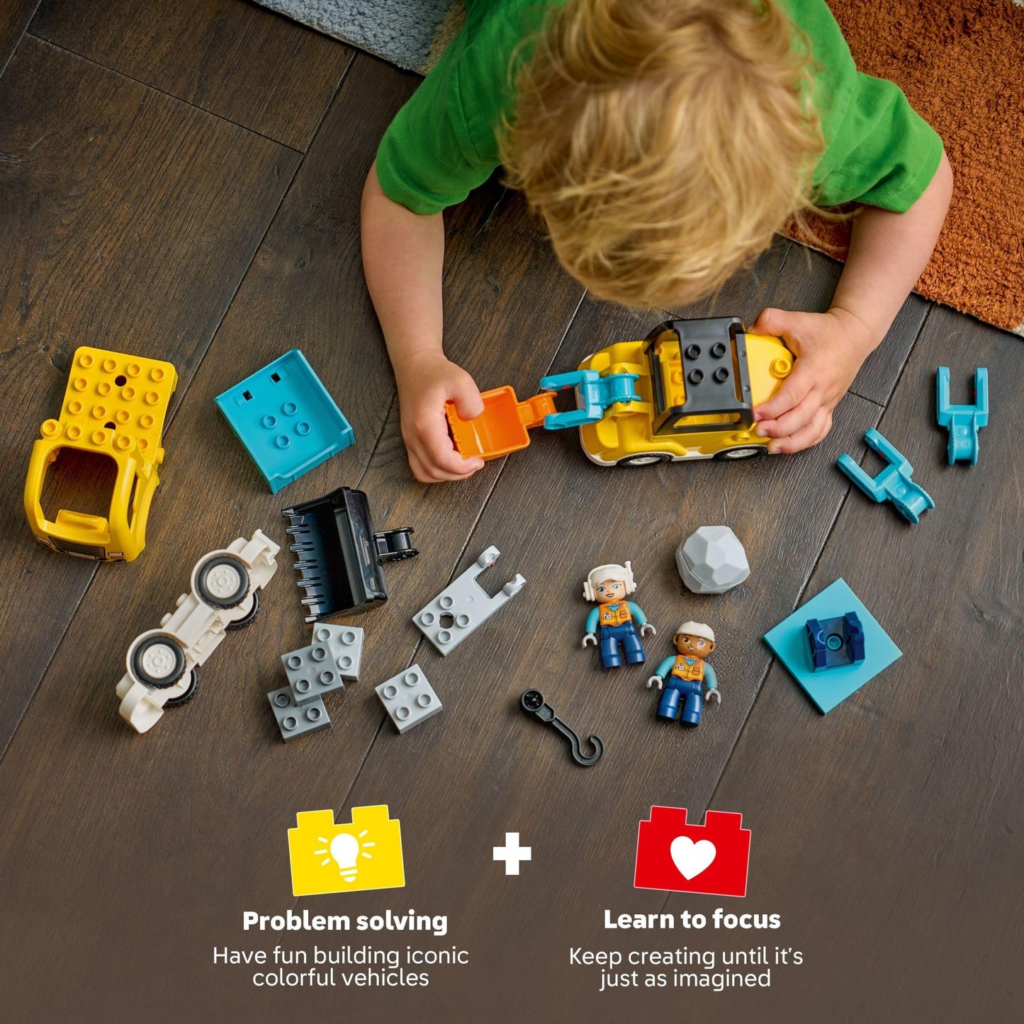LEGO DUPLO Town 3 in 1 Construction Vehicles (10475) – Learning & Pretend Play Toy for Toddlers 2+