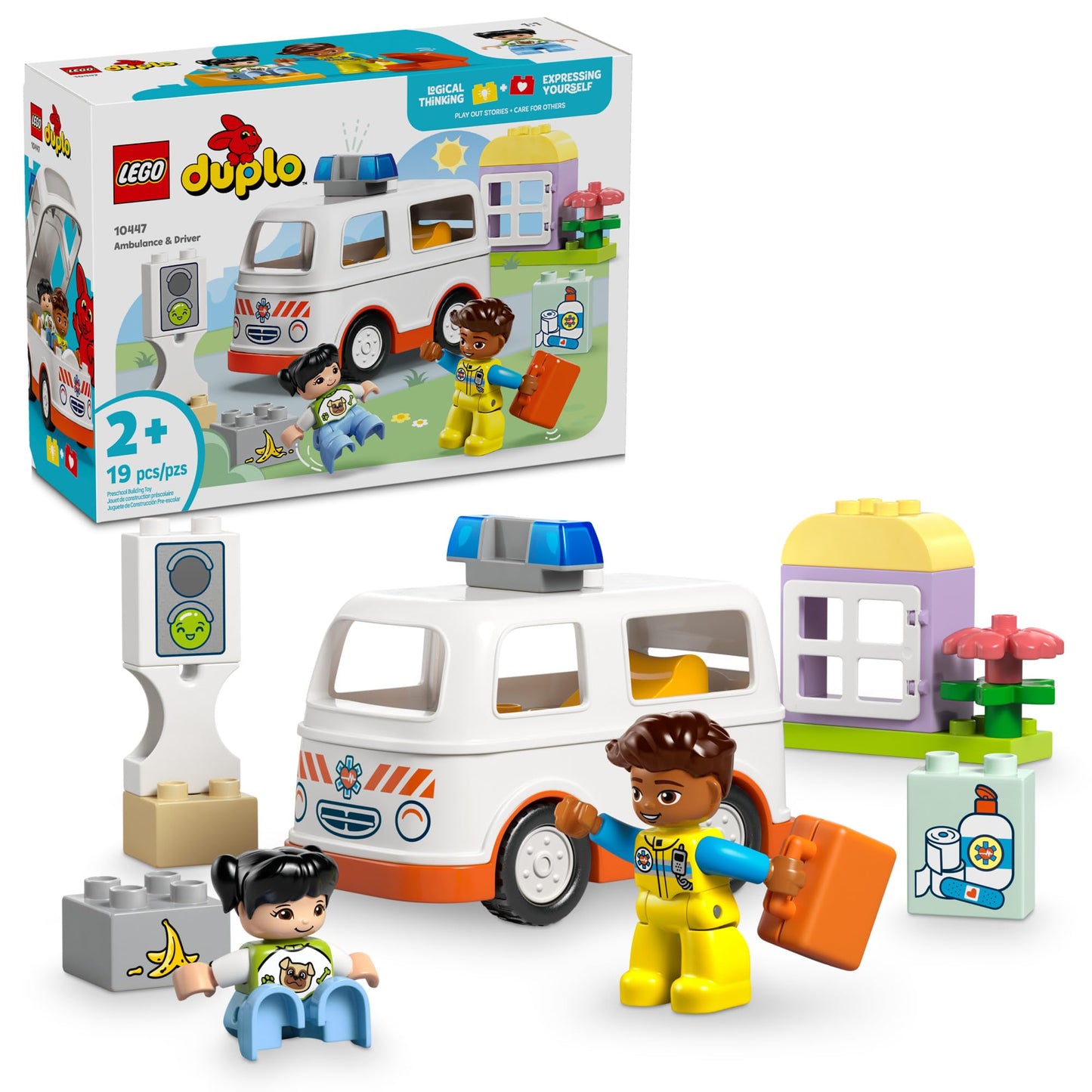 LEGO DUPLO Town Ambulance & Driver Playset 10447 – Pretend Play for Toddlers 2+