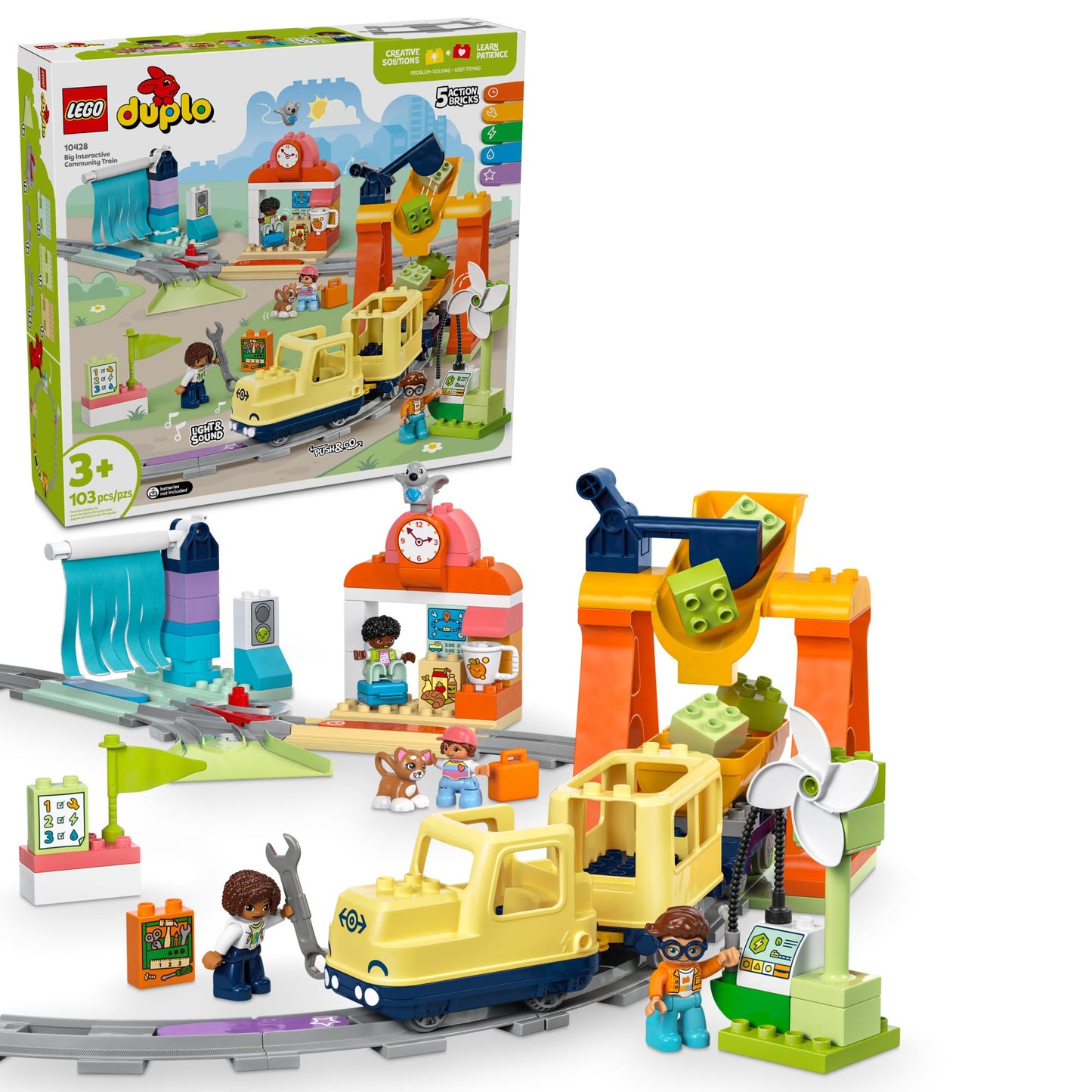 LEGO DUPLO Town Big Interactive Community Train Set 10428 – Interactive Toddler Train Toy for Ages 2+
