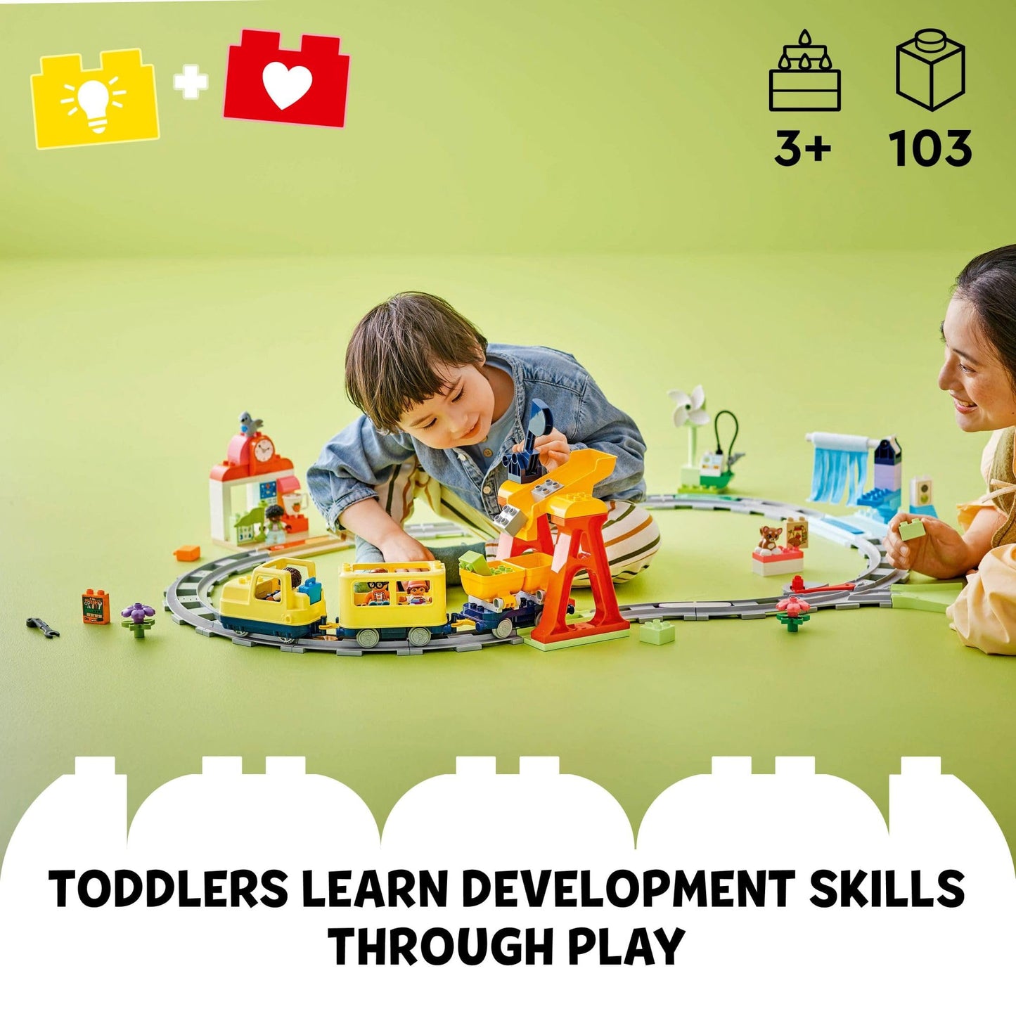 LEGO DUPLO Town Big Interactive Community Train Set 10428 – Interactive Toddler Train Toy for Ages 2+