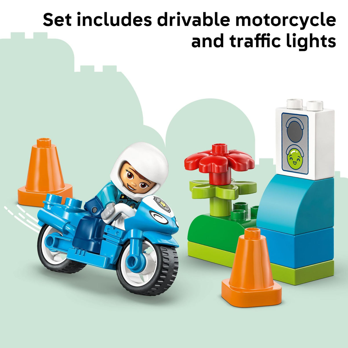 LEGO DUPLO Town Blue Police Motorcycle 10471 | Toddler Building Toy (2+)