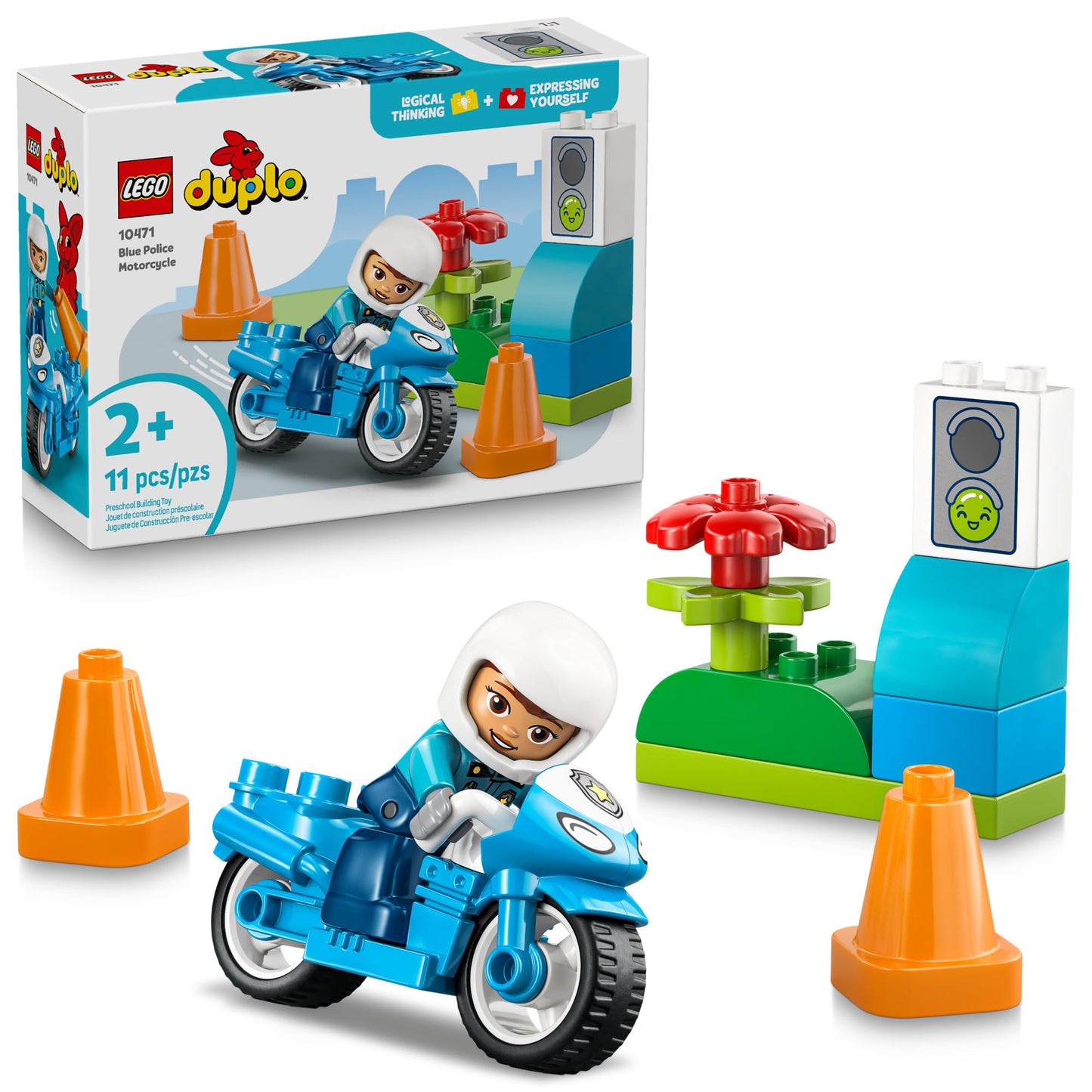 LEGO DUPLO Town Blue Police Motorcycle 10471 | Toddler Building Toy (2+)