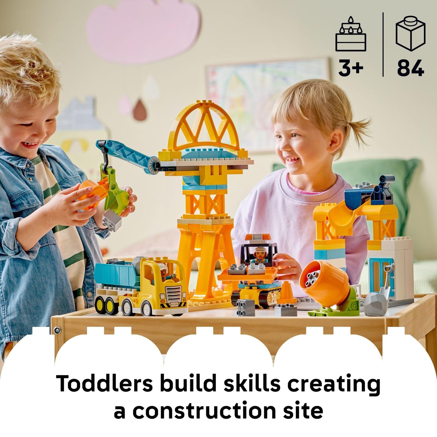 LEGO DUPLO Town 3-in-1 Construction Site & Vehicles (10476) – Toddler Building Blocks