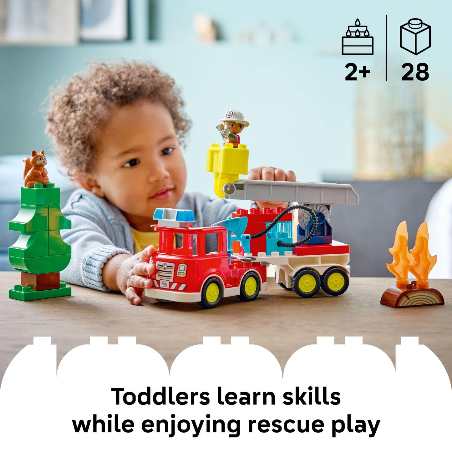 LEGO DUPLO Town Fire Truck with Hose and Firefighter (10473) – Building Toy for Toddlers 2+