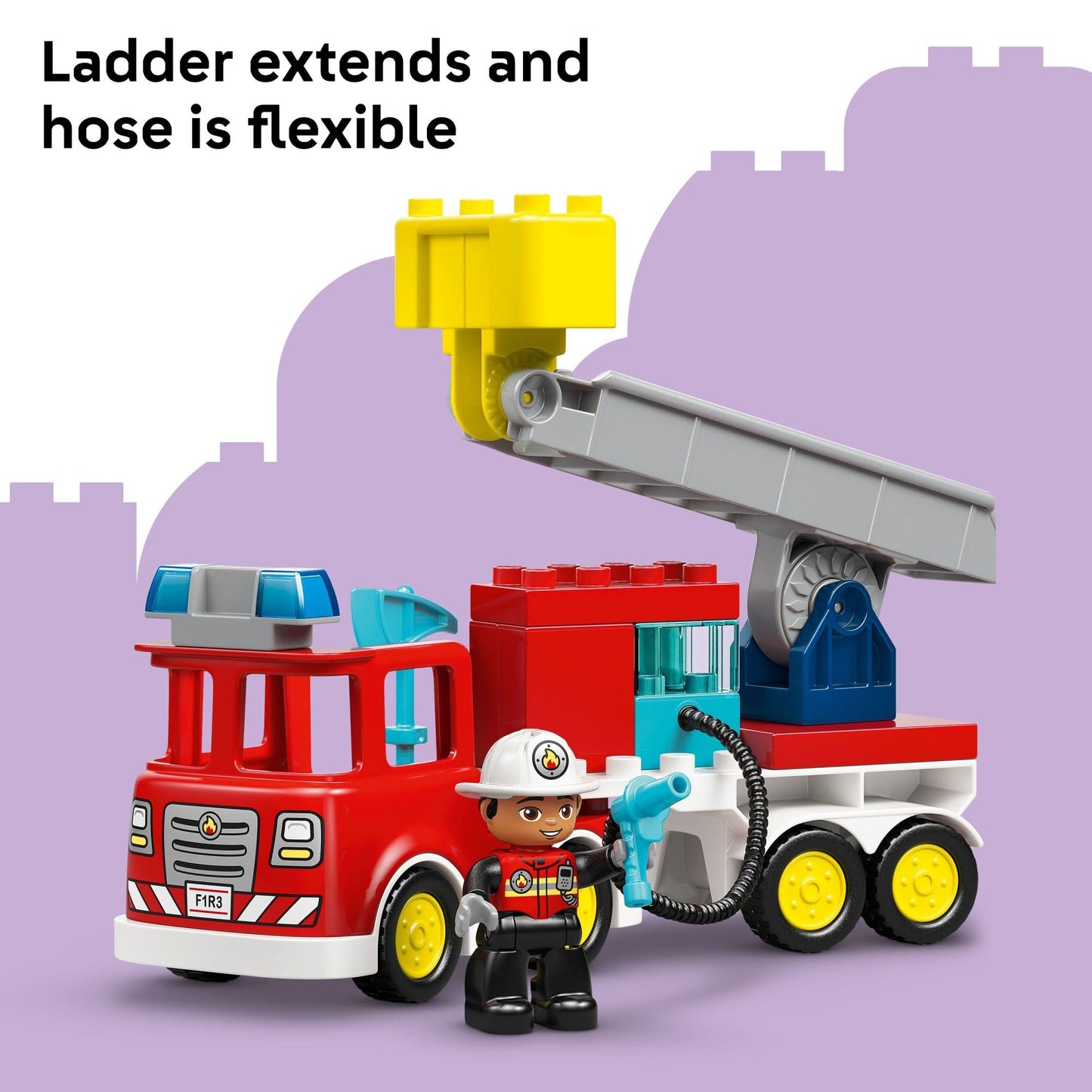 LEGO DUPLO Town Fire Truck with Hose and Firefighter (10473) – Building Toy for Toddlers 2+