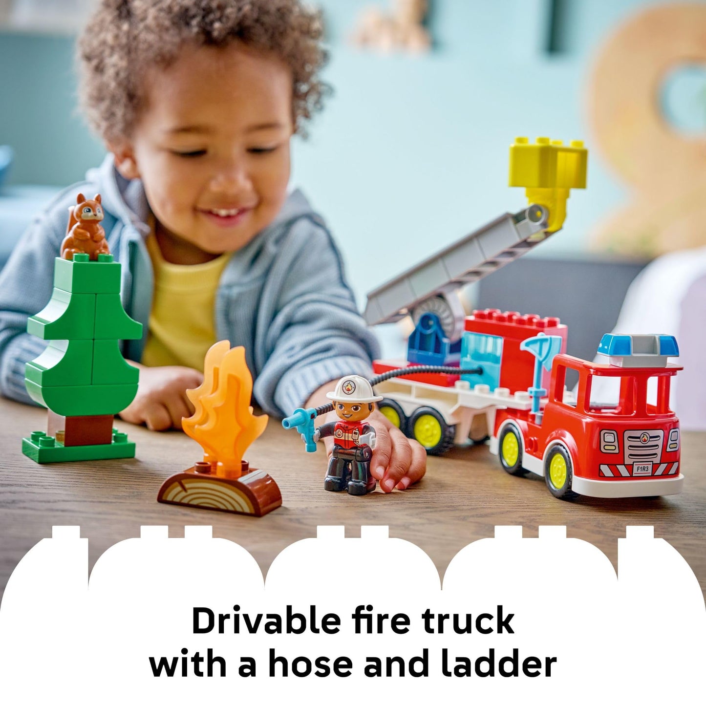 LEGO DUPLO Town Fire Truck with Hose and Firefighter (10473) – Building Toy for Toddlers 2+