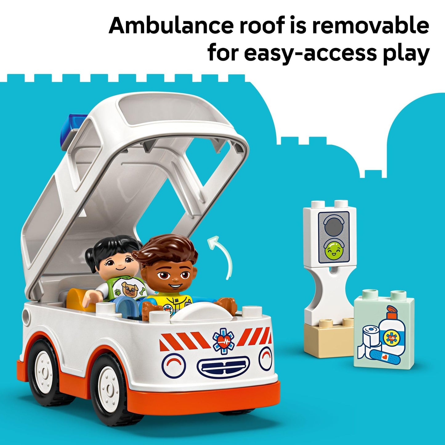 LEGO DUPLO Town Ambulance & Driver Playset 10447 – Pretend Play for Toddlers 2+
