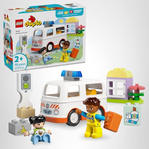LEGO DUPLO Town Ambulance & Driver Playset 10447 – Pretend Play for Toddlers 2+