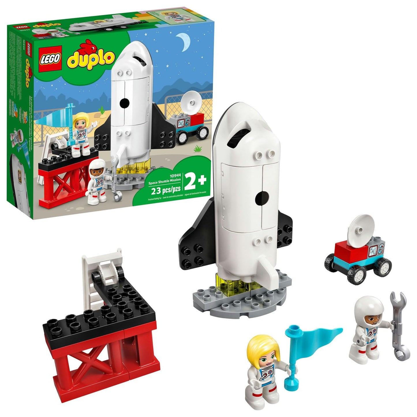 LEGO DUPLO Town Space Shuttle Mission Rocket Toy 10944 – Open-Ended Space Play for 2-4 Year Olds