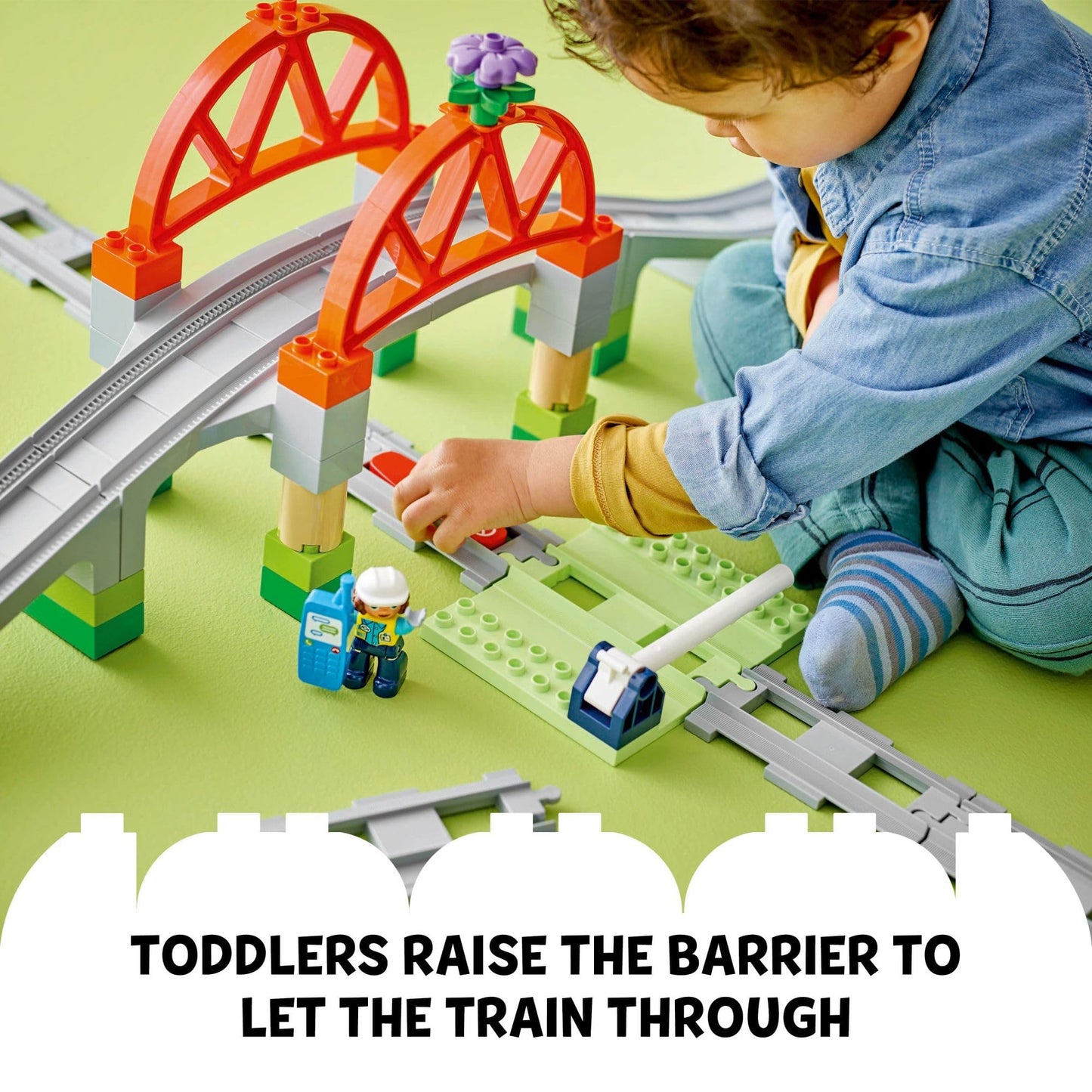 LEGO DUPLO Town Train Bridge & Tracks Expansion Set 10426 – 8 Tracks + Elevated Bridge | Ages 2+