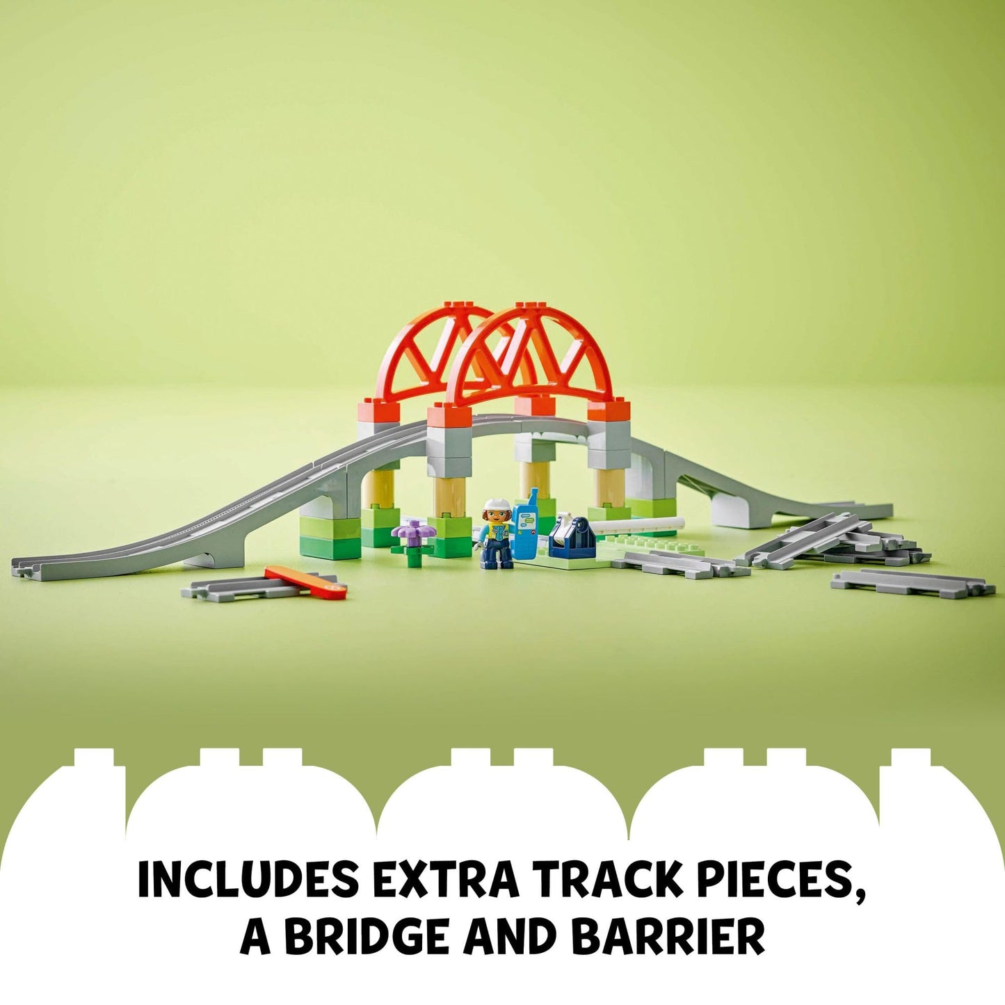 LEGO DUPLO Town Train Bridge & Tracks Expansion Set 10426 – 8 Tracks + Elevated Bridge | Ages 2+