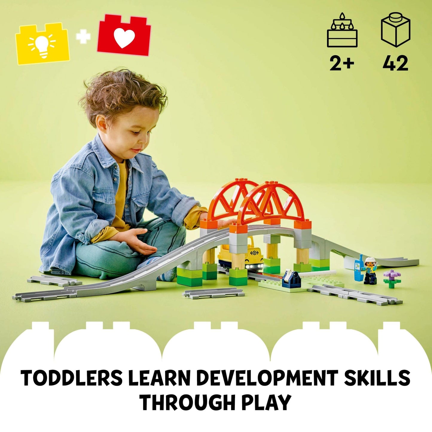 LEGO DUPLO Town Train Bridge & Tracks Expansion Set 10426 – 8 Tracks + Elevated Bridge | Ages 2+