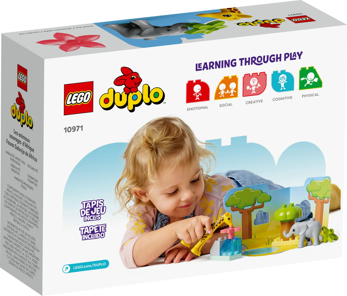 LEGO DUPLO Wild Animals of Africa 10971 | Toddler Learning Toy with Baby Elephant & Giraffe