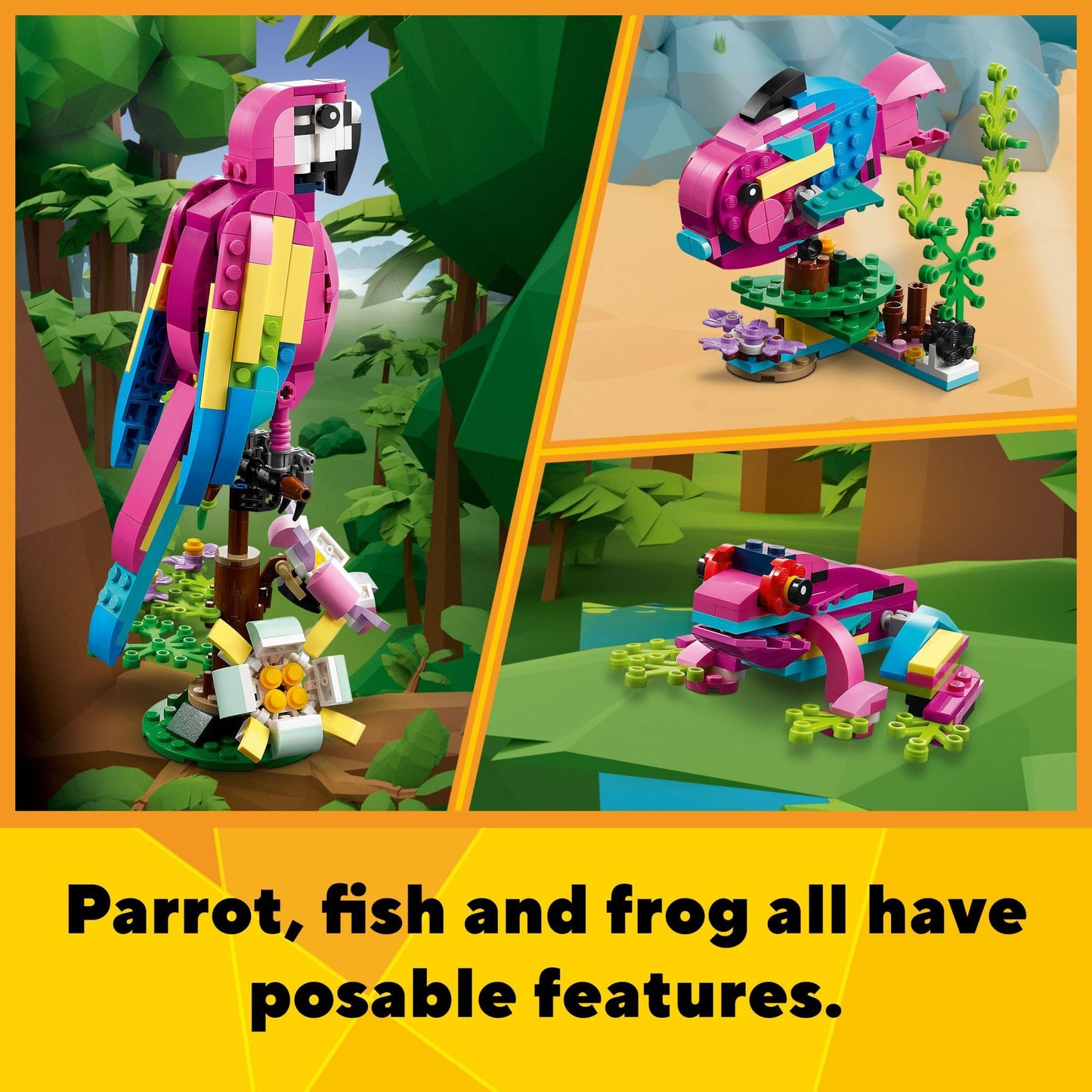 LEGO Creator 3in1 Exotic Pink Parrot (31144) – 253 Pieces