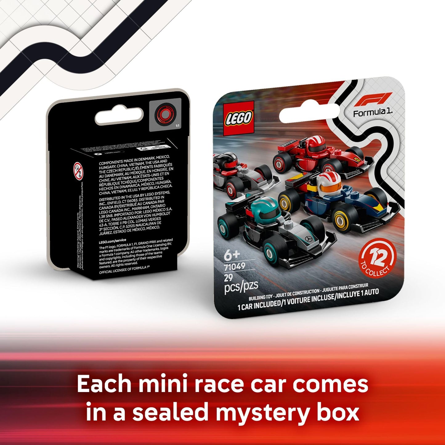 LEGO F1 Collectible Race Cars 6 Pack – Mystery Box with 174 Pieces (Ages 6+)