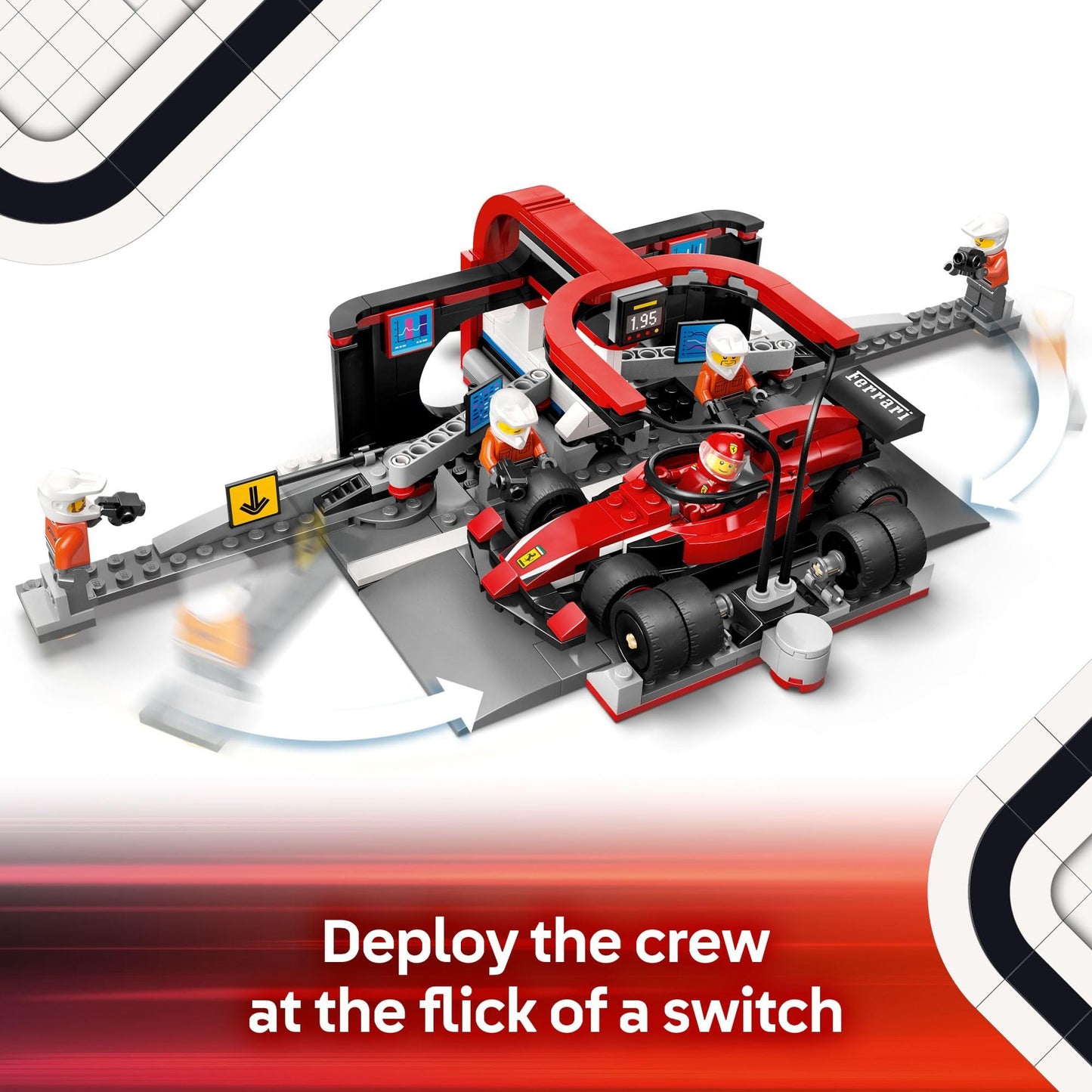 LEGO City F1 Pit Stop & Pit Crew with Ferrari Car - 60443 | Race Toy for Kids 6+