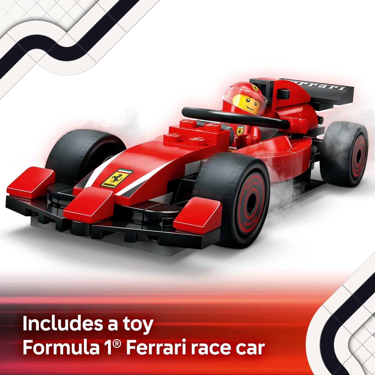 LEGO City F1 Pit Stop & Pit Crew with Ferrari Car - 60443 | Race Toy for Kids 6+