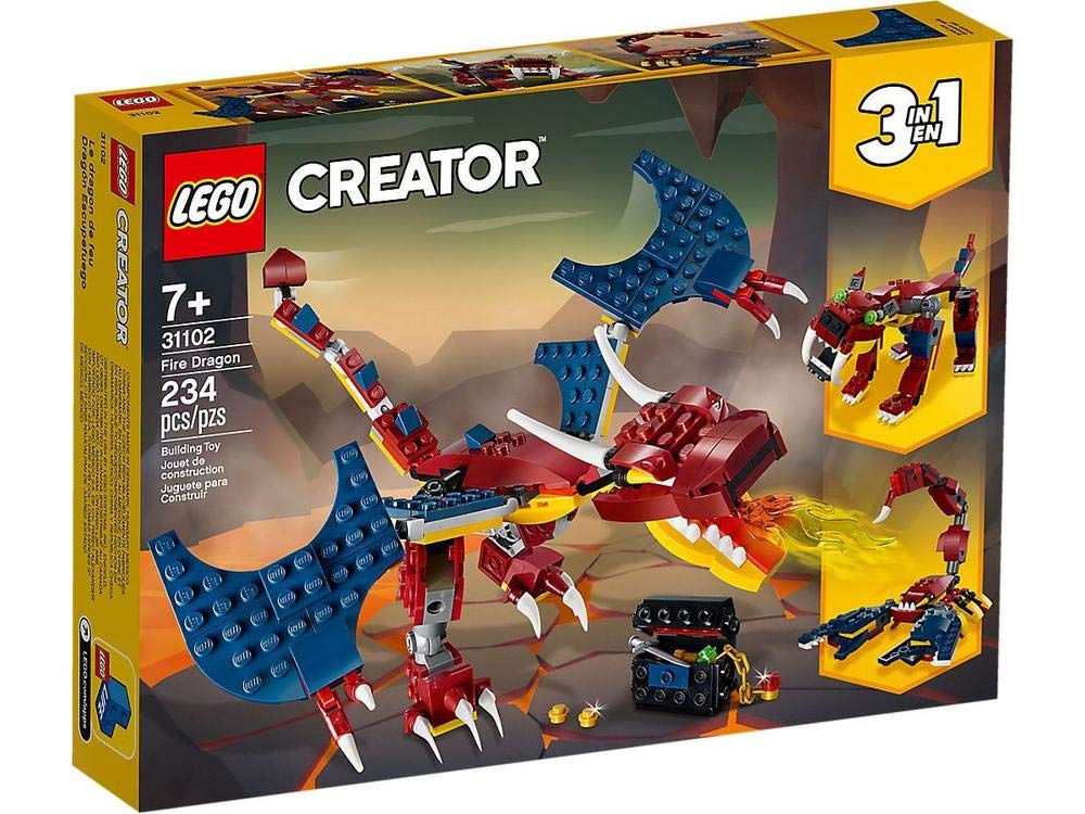 LEGO Creator 3in1 Fire Dragon 31102 Building Kit 234 Pieces | Build Rebuild Imagine