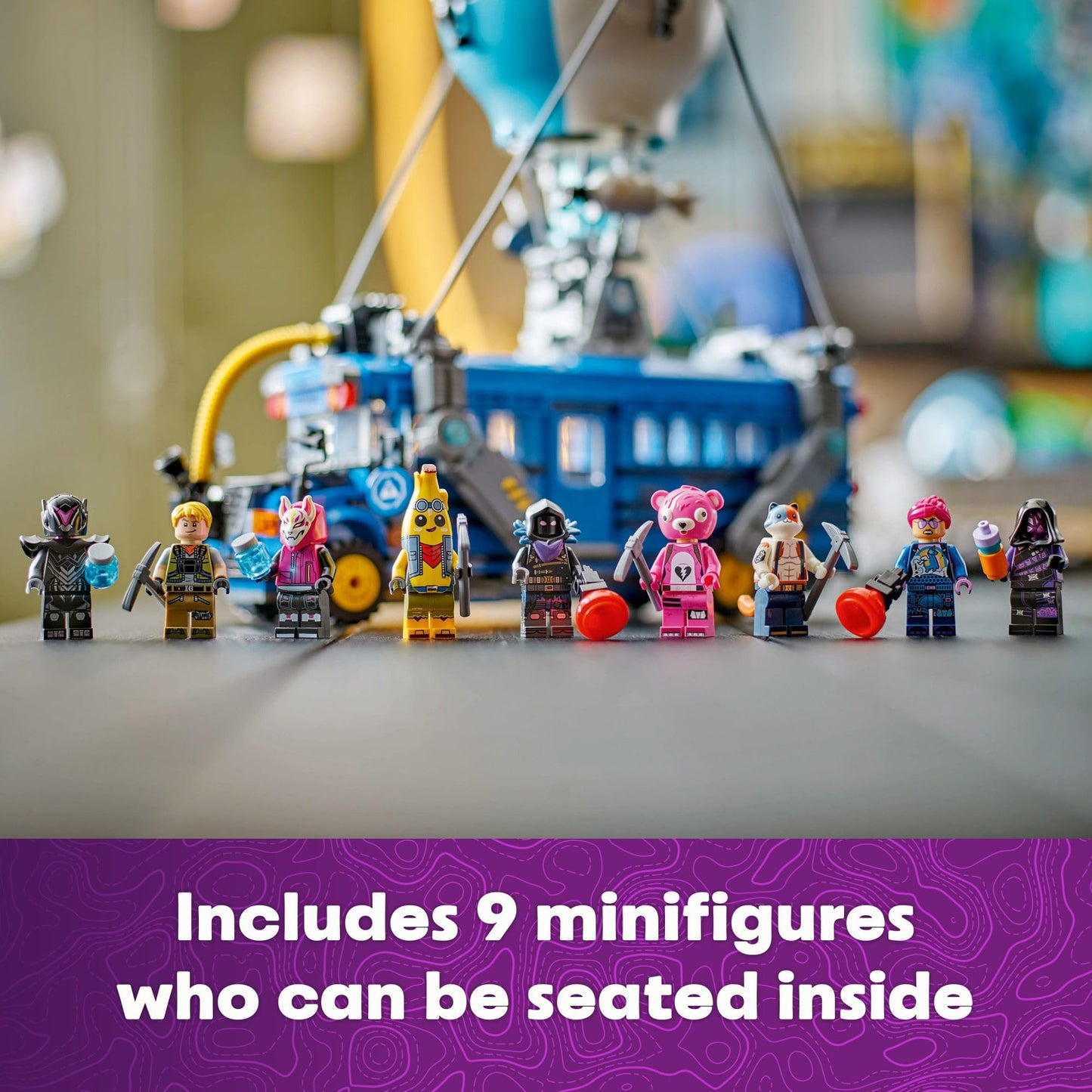 LEGO Fortnite Battle Bus 77073 – 9 Minifigures Collectible Building Toy for Kids 10+
