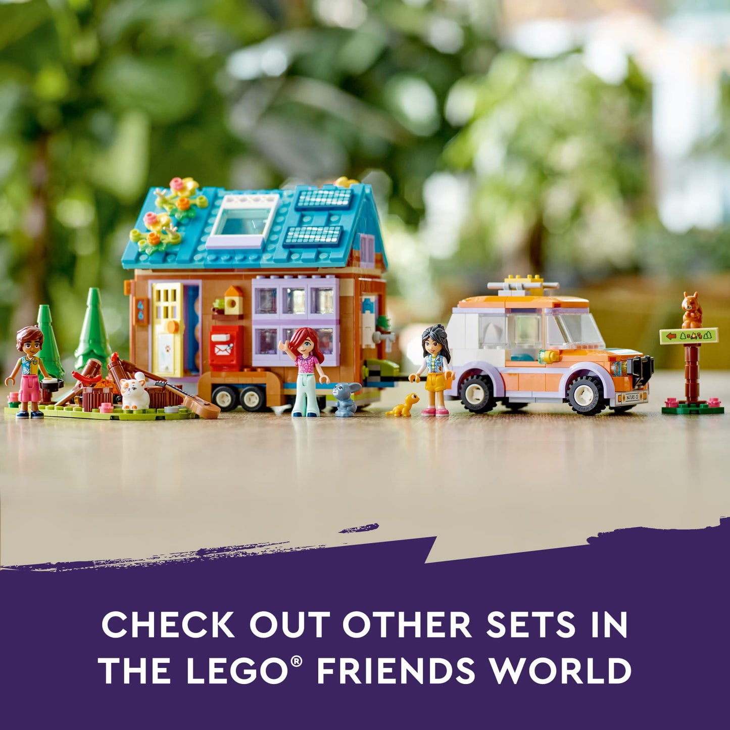 LEGO Friends Mobile Tiny House 41735 – Forest Camping Dollhouse with Towable Car
