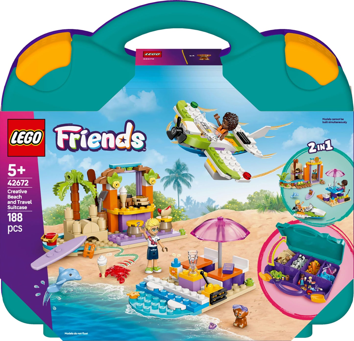 LEGO Friends 42672 Fun Beach in Suitcase – 2-in-1 Building Set for Kids 5+