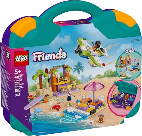 LEGO Friends 42672 Fun Beach in Suitcase – 2-in-1 Building Set for Kids 5+