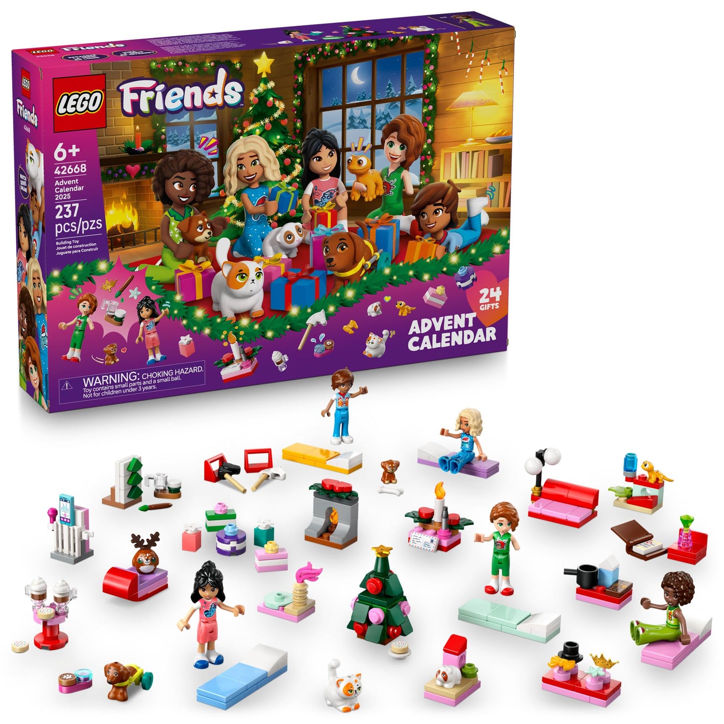 LEGO Friends Advent Calendar 2025 – 24 Surprises, 5 Minidolls & 5 Pets (42668)