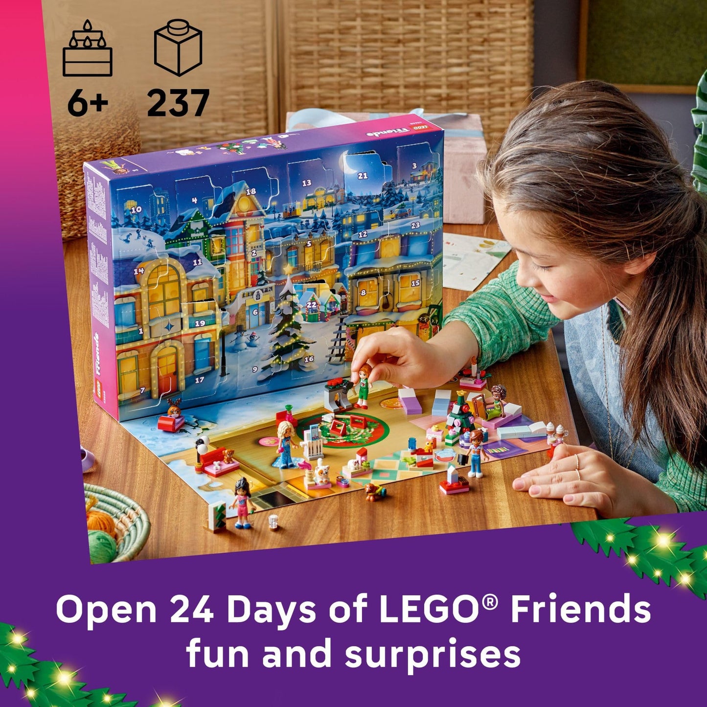 LEGO Friends Advent Calendar 2025 – 24 Surprises, 5 Minidolls & 5 Pets (42668)