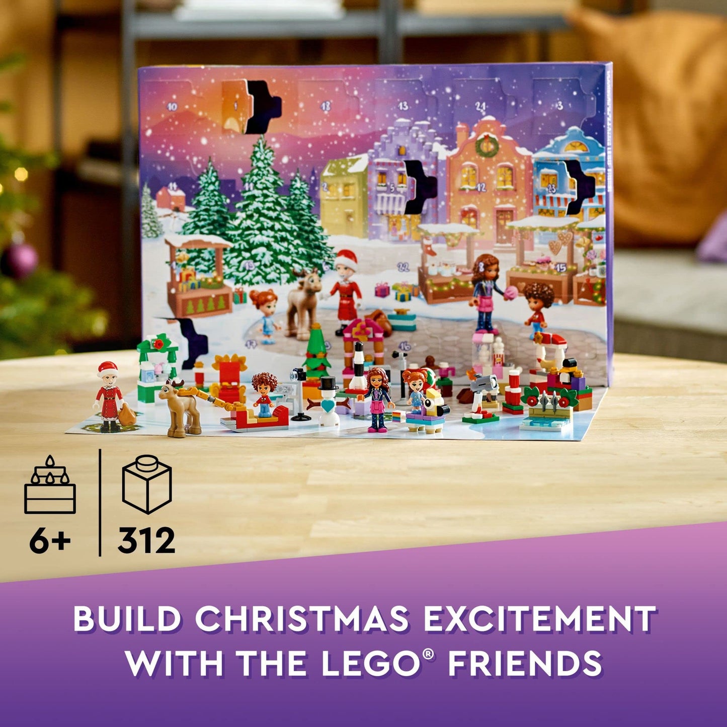 LEGO Friends Advent Calendar 41706 – 24 Gifts, Santa Sleigh & Market Fun (Ages 6+)