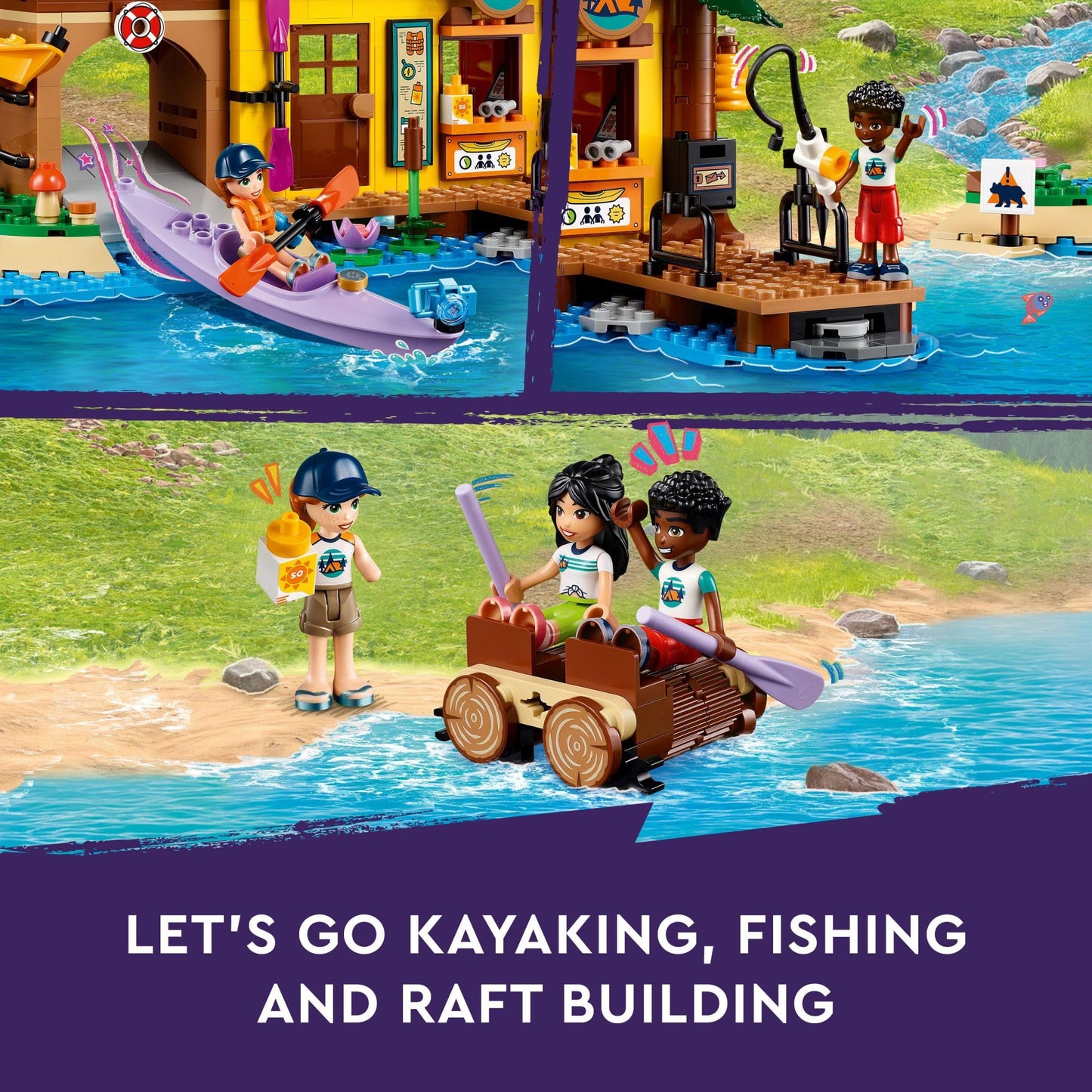LEGO Friends Adventure Camp Water Sports Building Toy 42626 – 3 Mini Dolls, 628 Pieces, Ages 7+