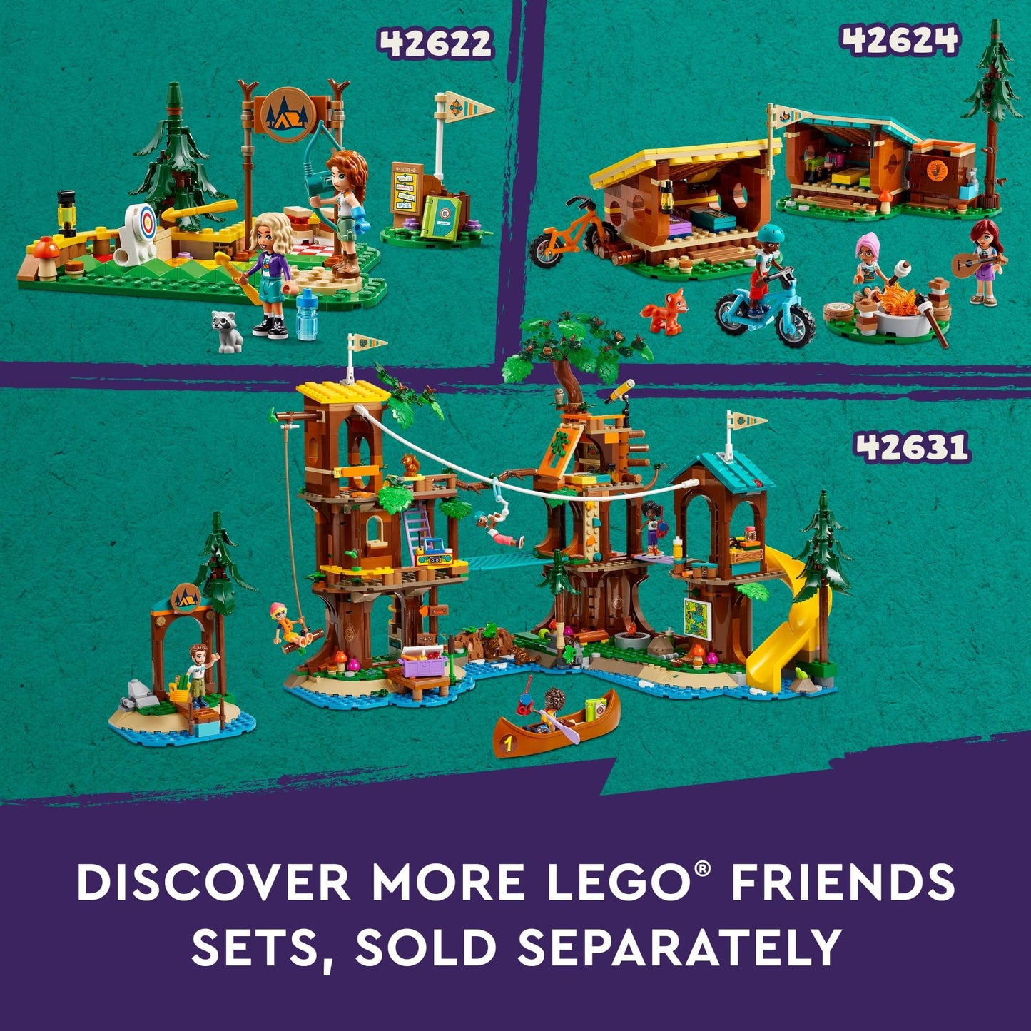 LEGO Friends Adventure Camp Water Sports Building Toy 42626 – 3 Mini Dolls, 628 Pieces, Ages 7+