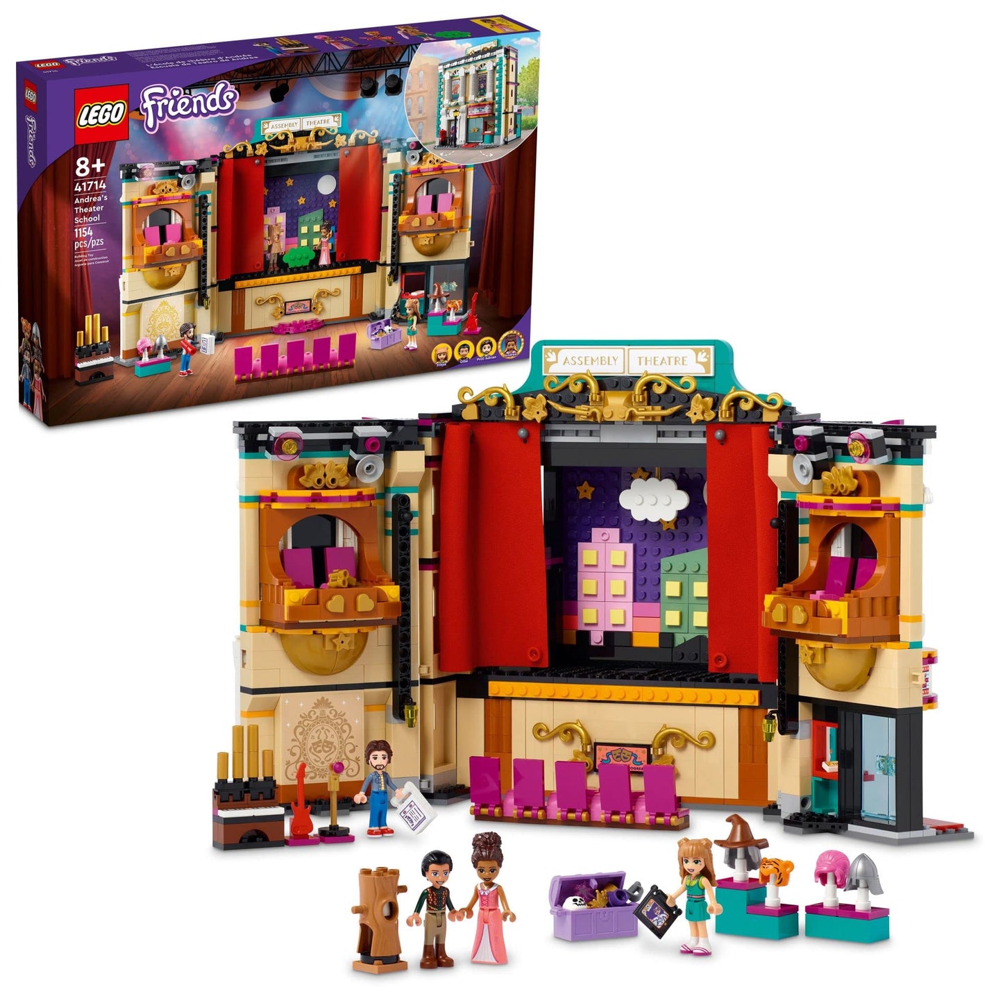 LEGO Friends Andrea's Theater School Building Toy (41714) – Creative Pretend Play Theater with 4 Friends & Lighting