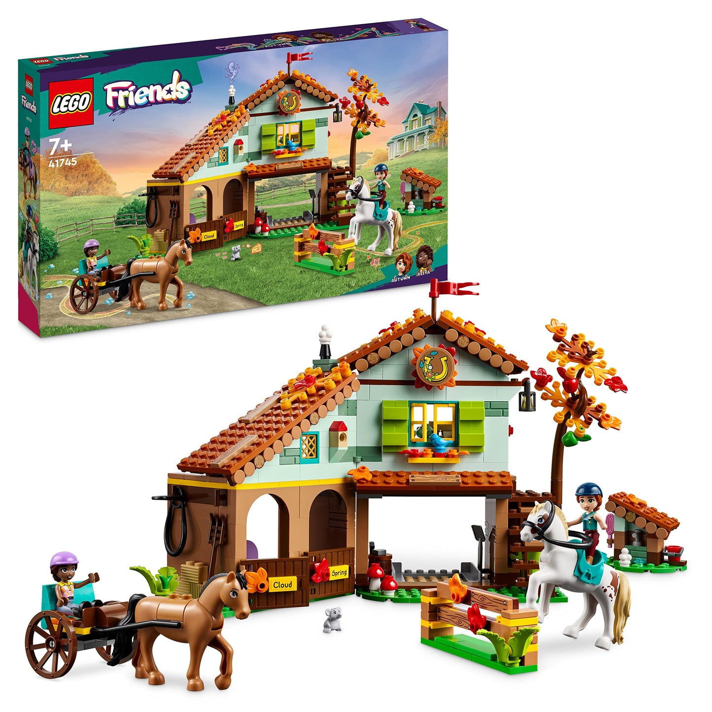 LEGO Friends Autumn's Horse Stable 41745 | 2 Mini-Dolls, 2 Horses, Carriage | Gift for Ages 7+