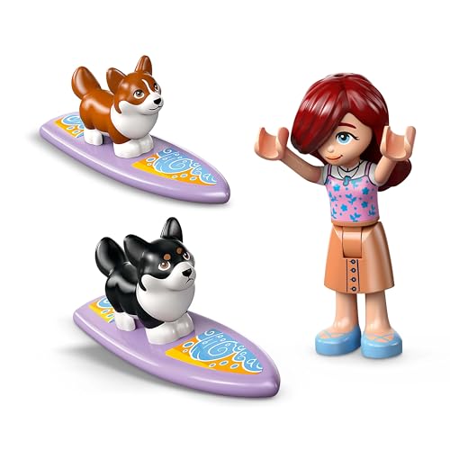 LEGO Friends Beach Adventure 42641 Building Set – 2 Mini-Dolls & 2 Corgi Dogs