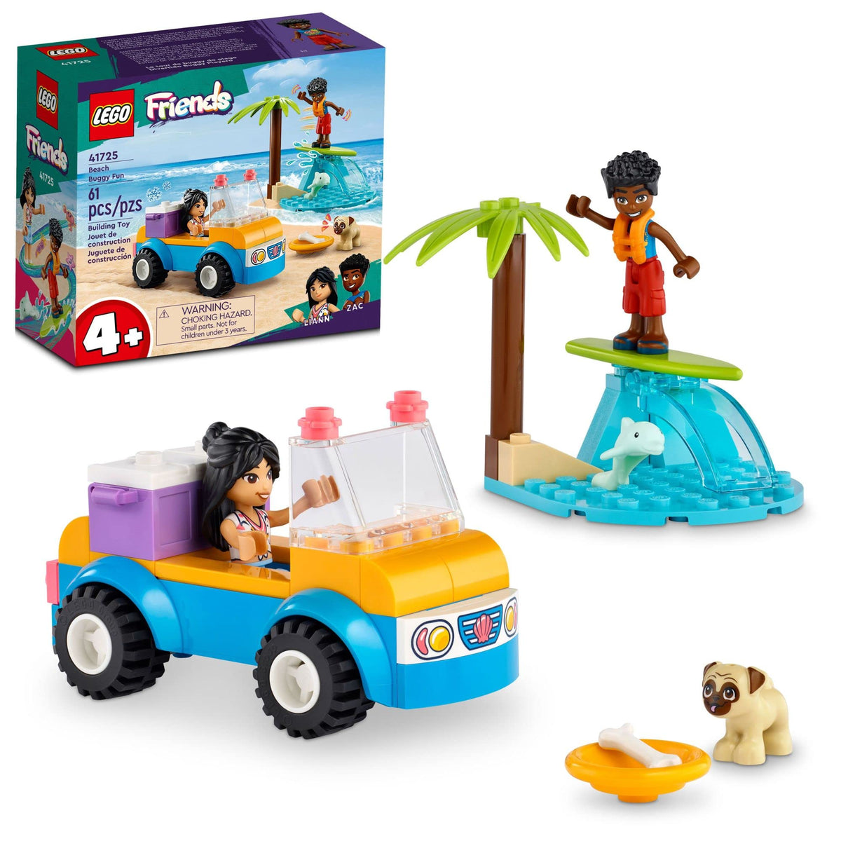 LEGO Friends Beach Buggy Fun 41725 Building Toy Set for Ages 4+ | 2 Mini-Dolls, Dog & Dolphin