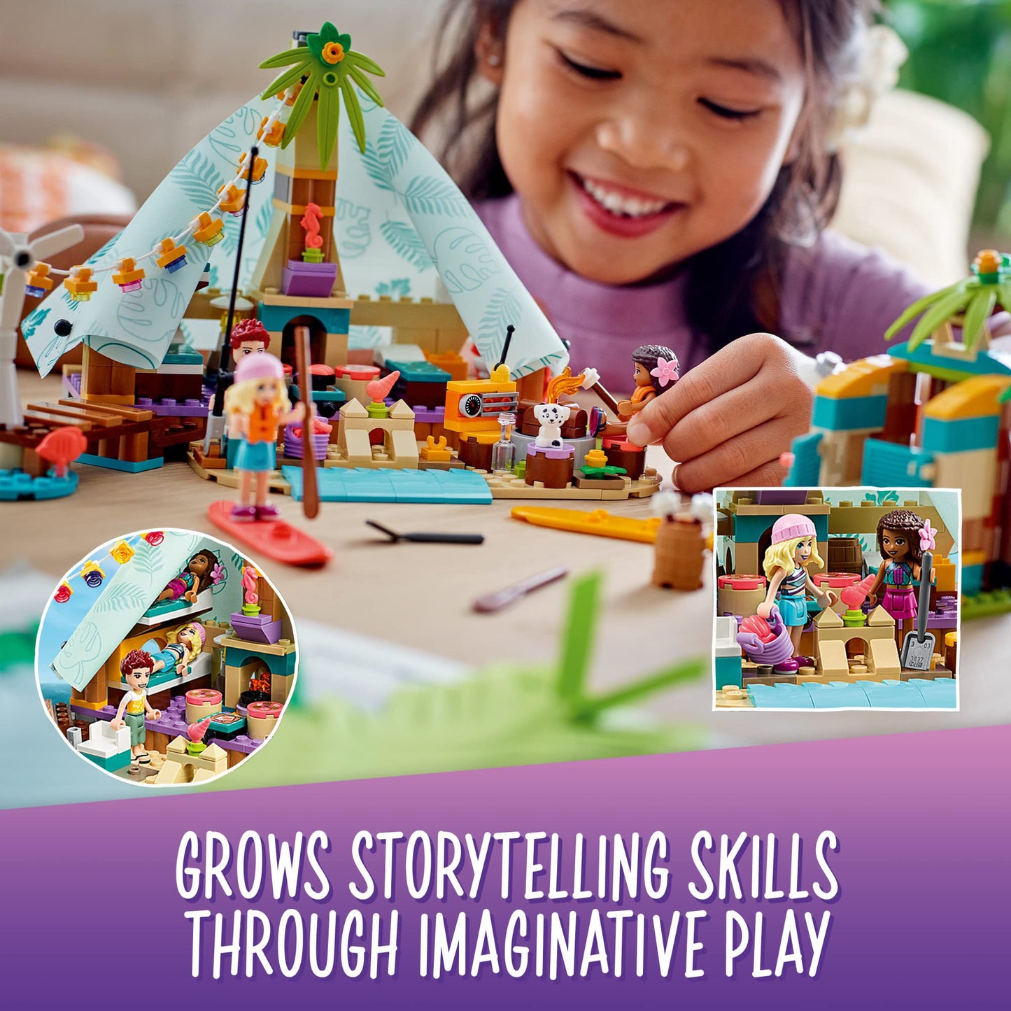 LEGO Friends Beach Glamping 41700 Building Kit – 380-Piece Seaside Adventure for Kids 6+