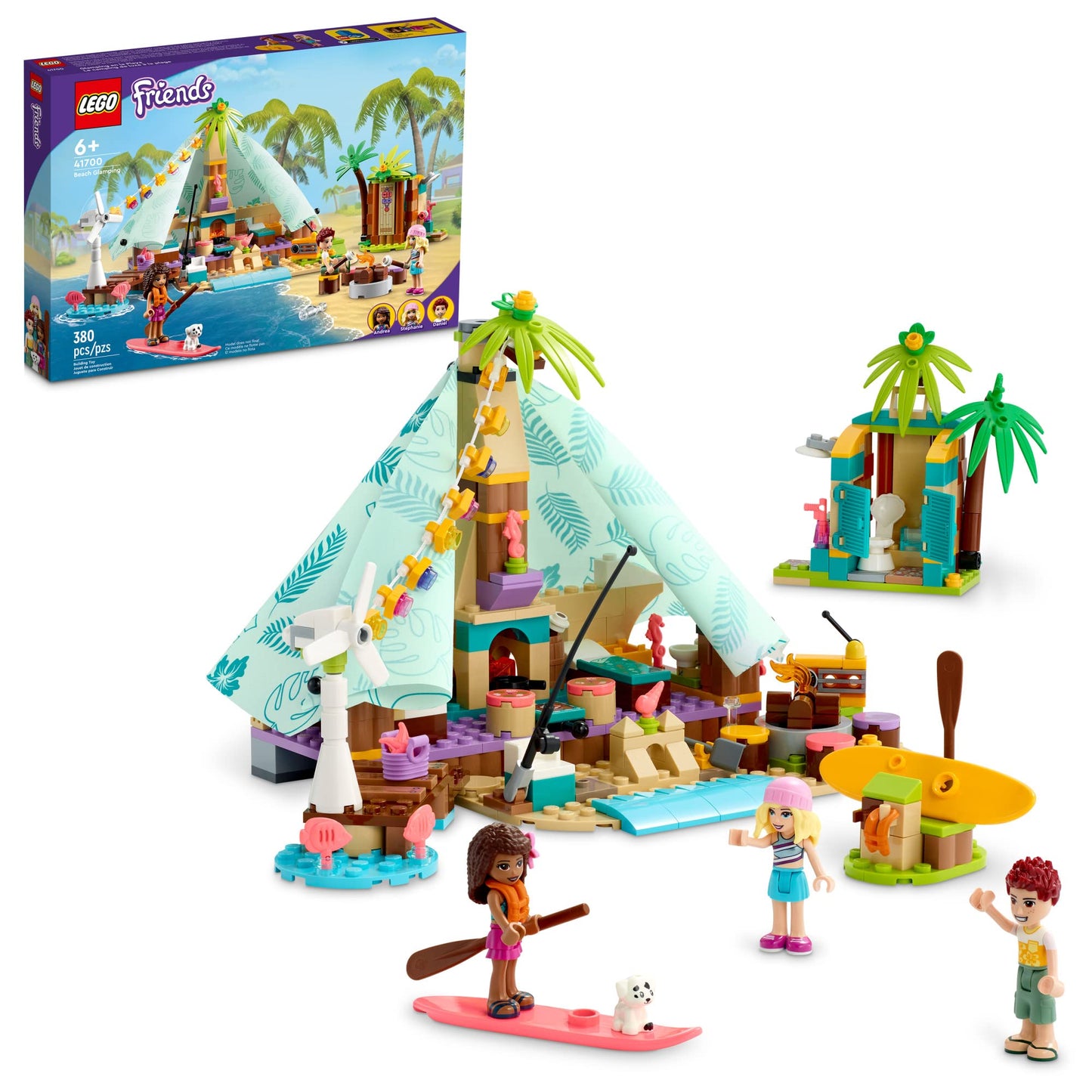 LEGO Friends Beach Glamping 41700 Building Kit – 380-Piece Seaside Adventure for Kids 6+