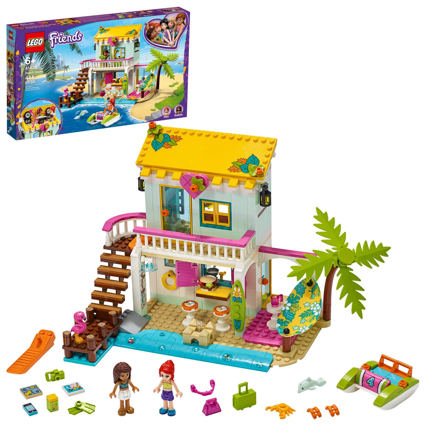 LEGO Friends Beach House 41428 – 444-Piece Beachfront Playset for Kids 6+